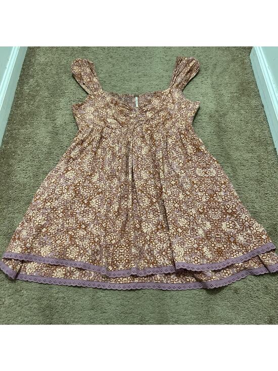 Free People Dresses & Skirts - Free People 'Tabitha' Pink Mini Dress Size Large Floral Tiered Lace Trim